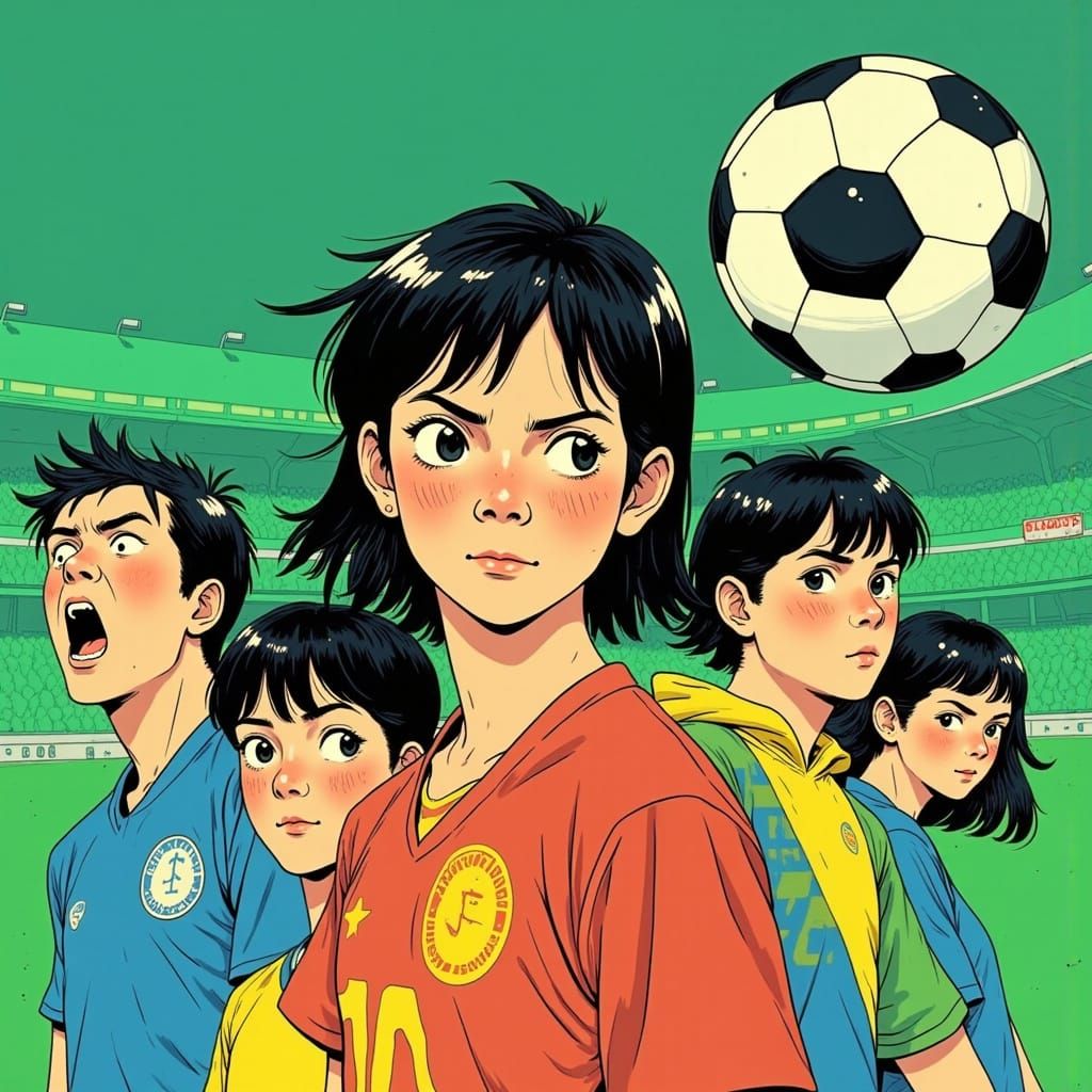 Soccer Action in Vibrant Anime Style