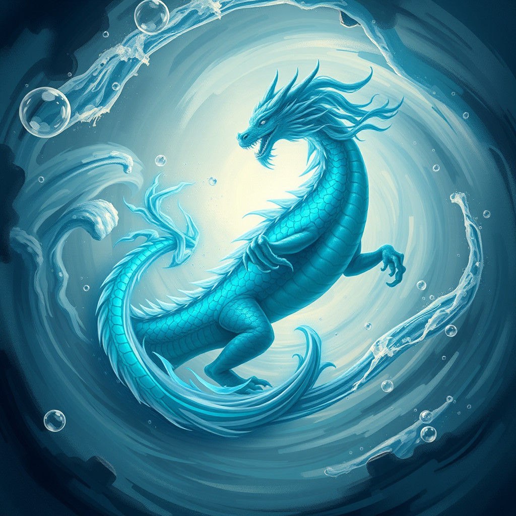 Majestic Water Dragon in Dreamy Ethereal Style