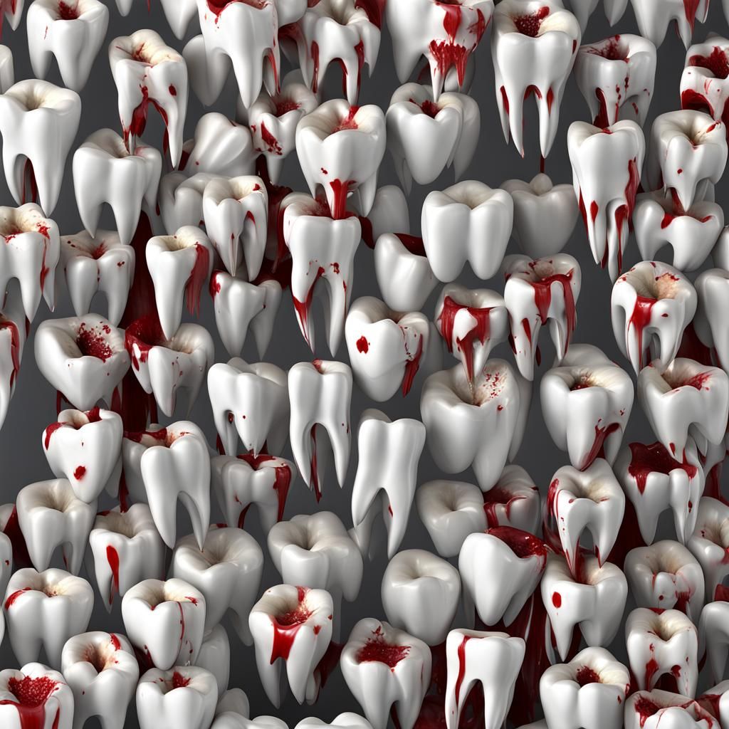 Bloody Pointed Human Tooth 3D Model