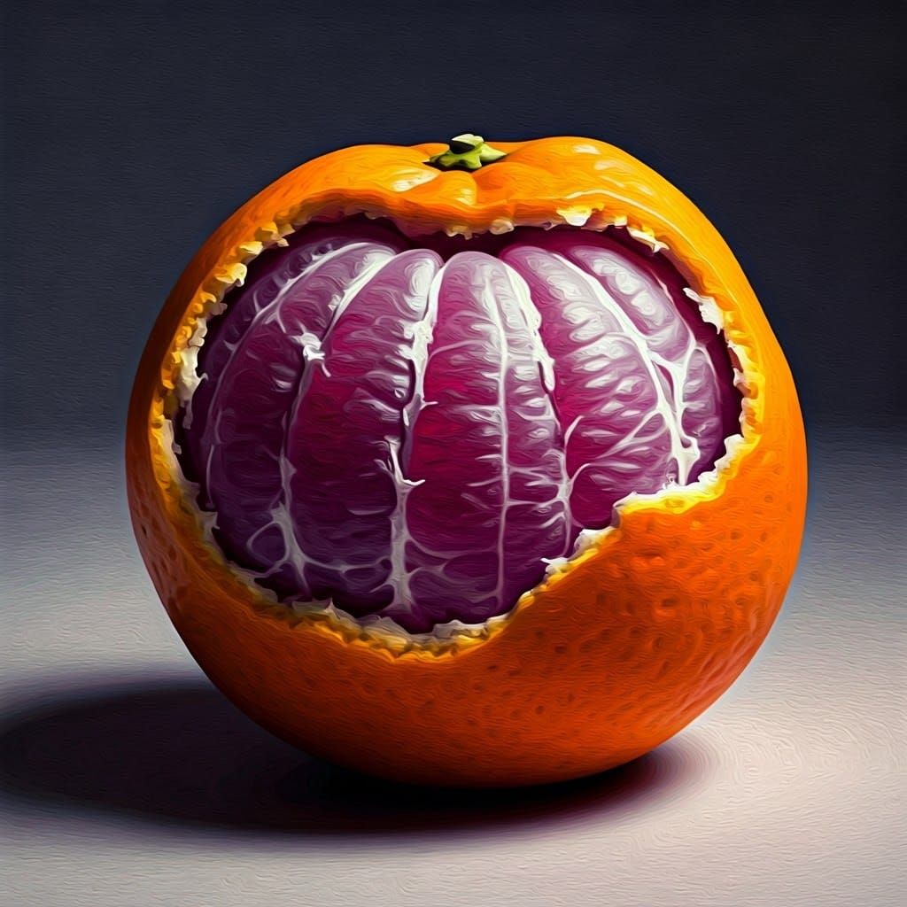 Vibrant Purple Orange Still Life in Bold Brushstrokes