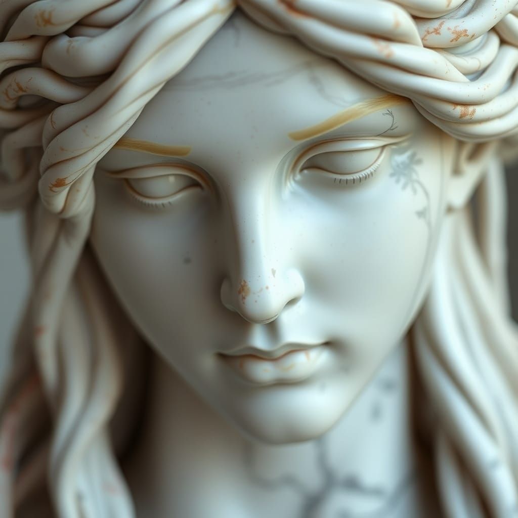 Ancient Greek Goddess Statue in Marble Beauty