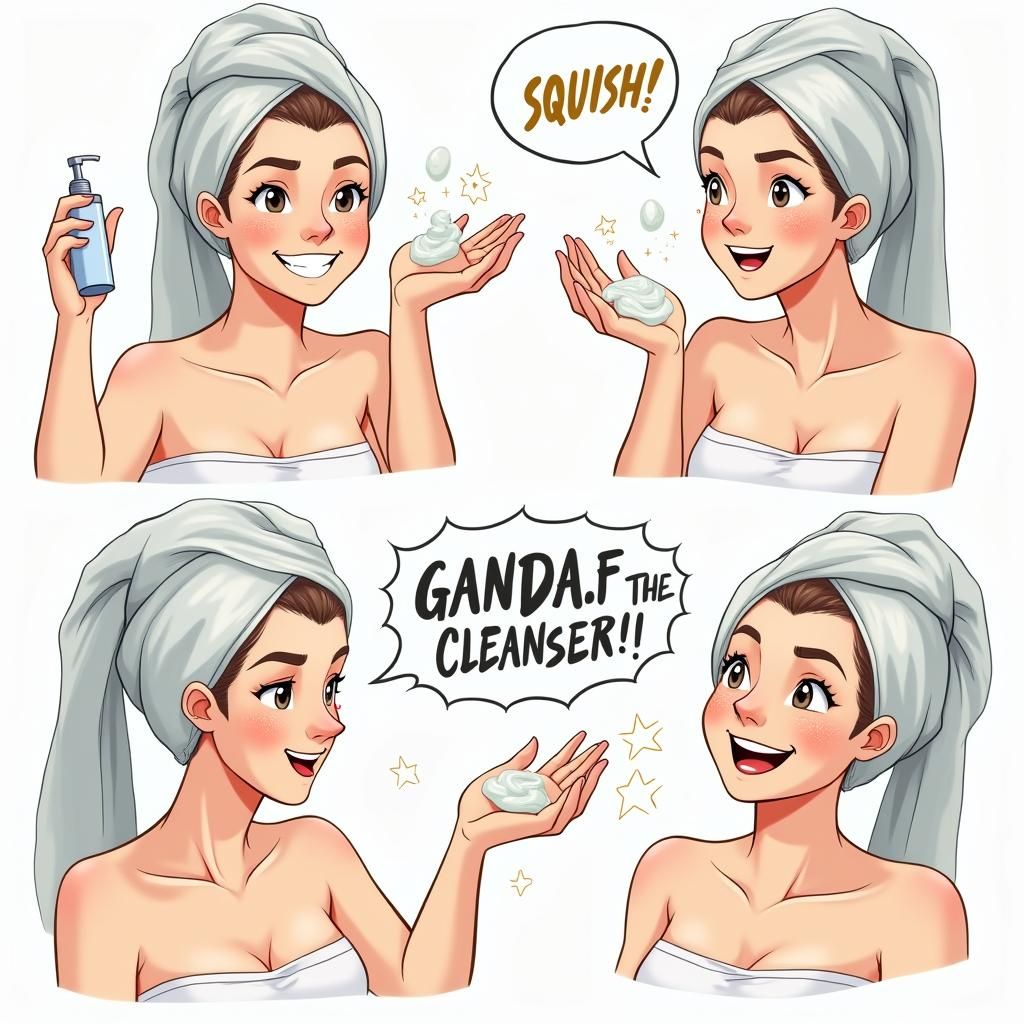 Humorous Comic Strip: Woman's Fantasy Cleansing Ritual