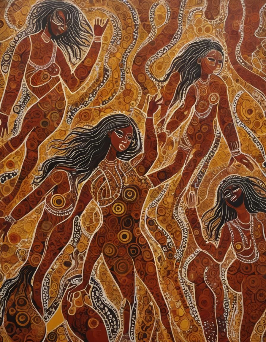 Aboriginal Women's Body Art in Traditional Style