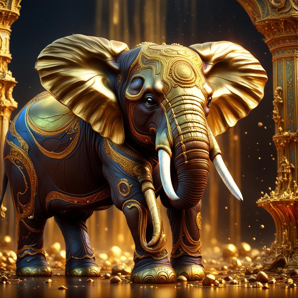 Golden Chocolate Rainbow Elephant Concept Art