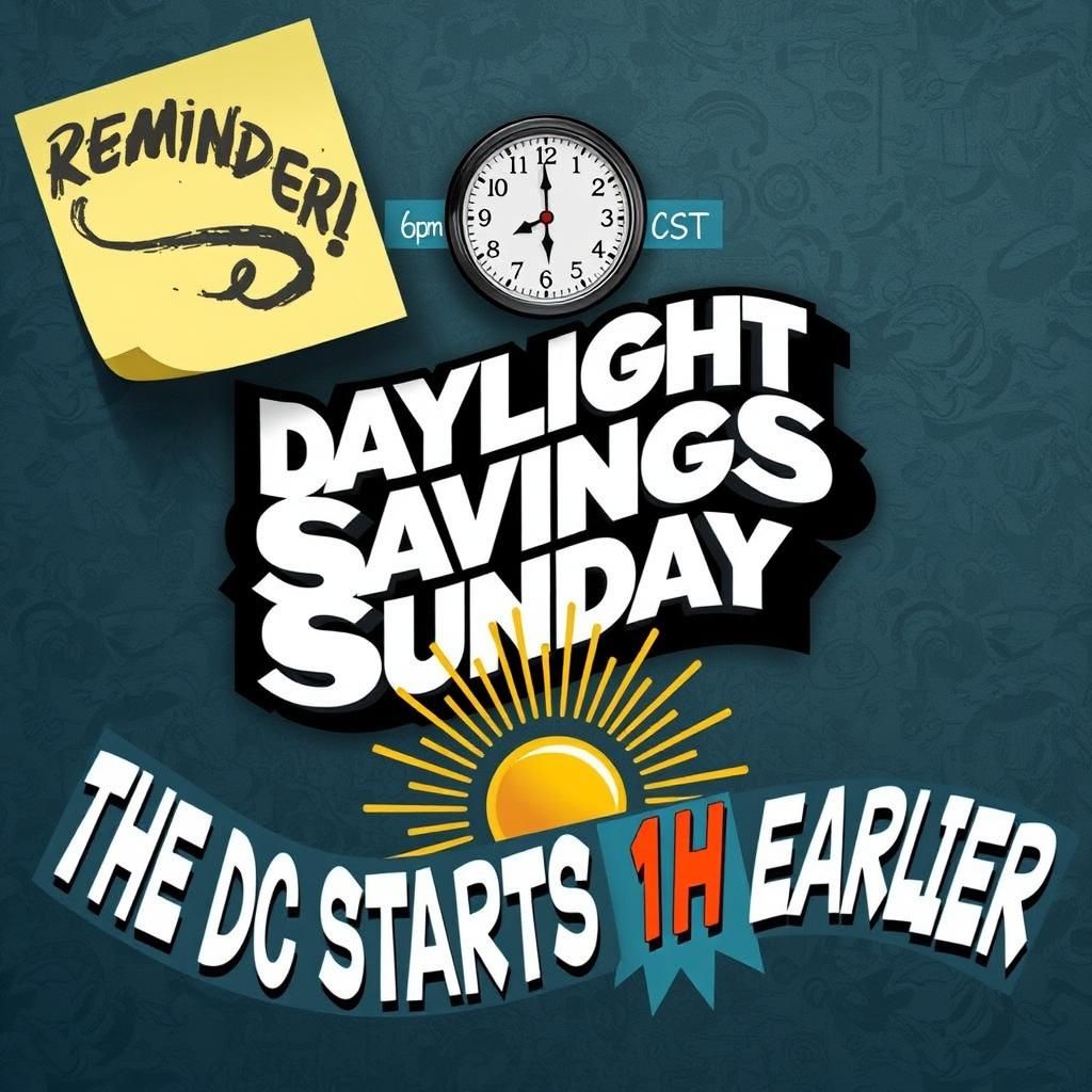 Daylight Savings Sunday 3D Typography Reminder