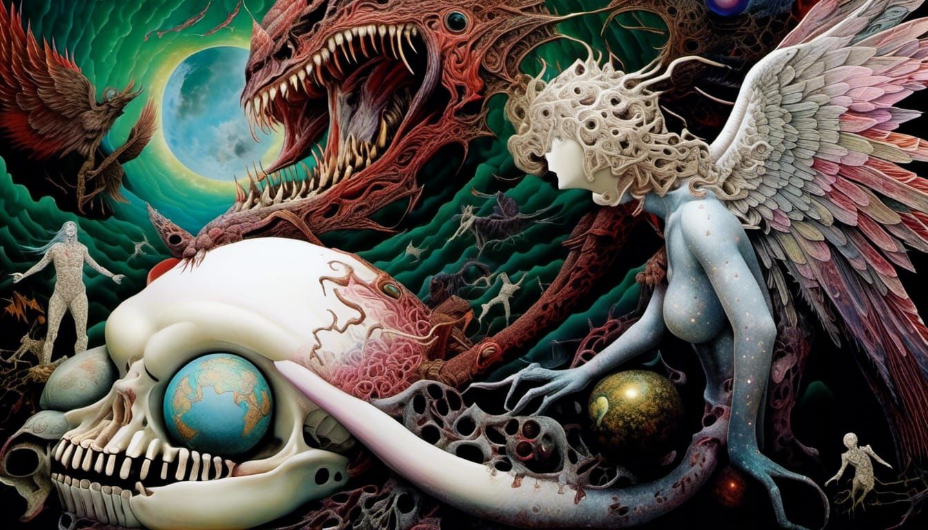 Apocalyptic Ragnarök Collage in Surrealist Style