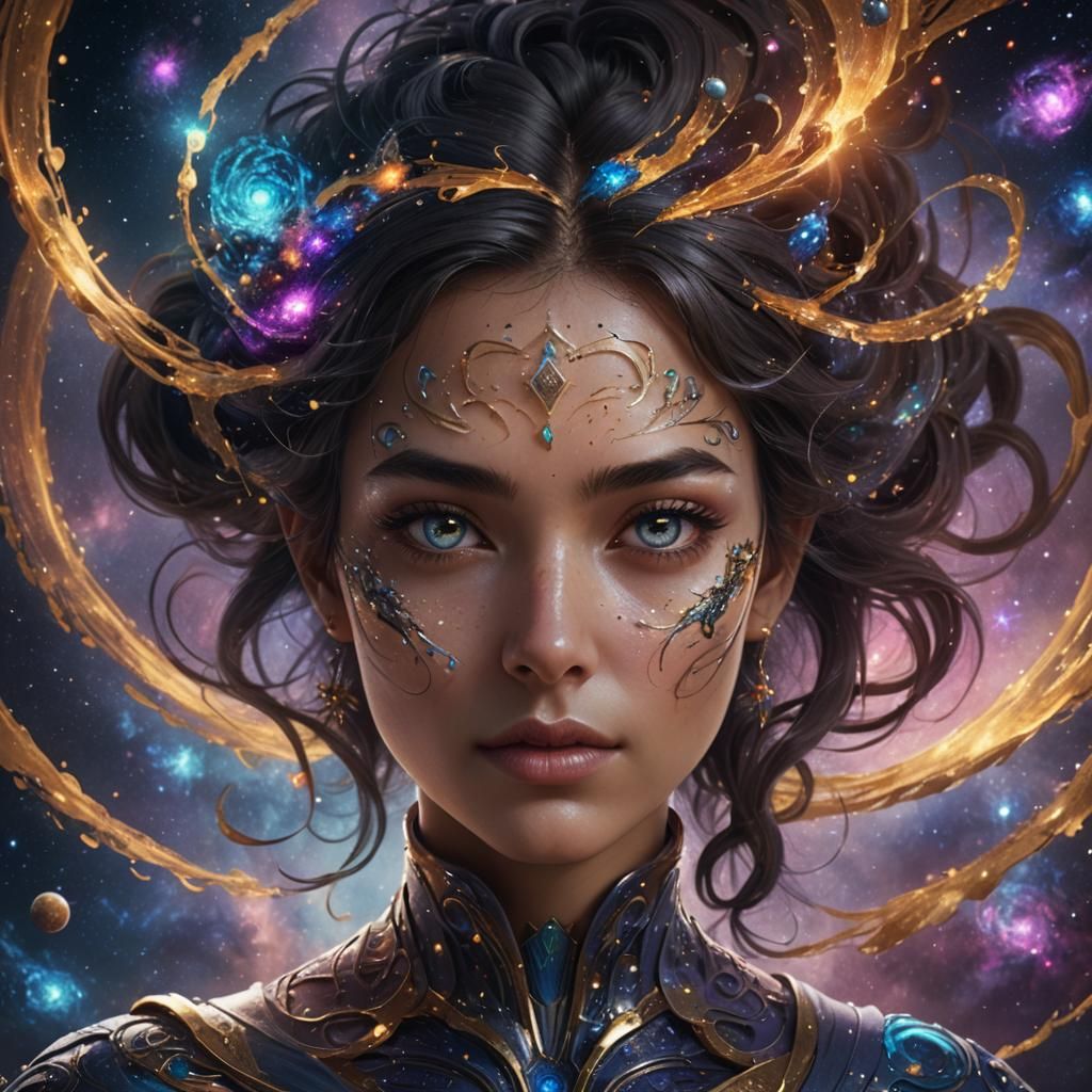 Galactic Eyed Woman: Fantasy Concept Art