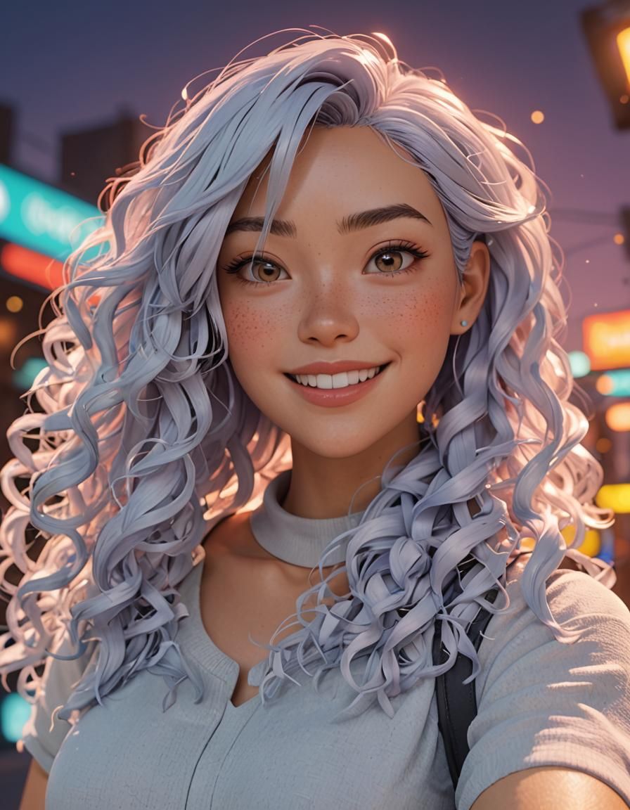 Anime Woman in Pixar Style 3D Rendering