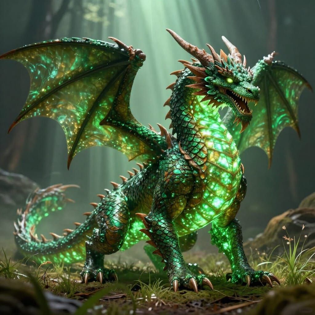 Majestic Earth Dragon with Bioluminescent Glow