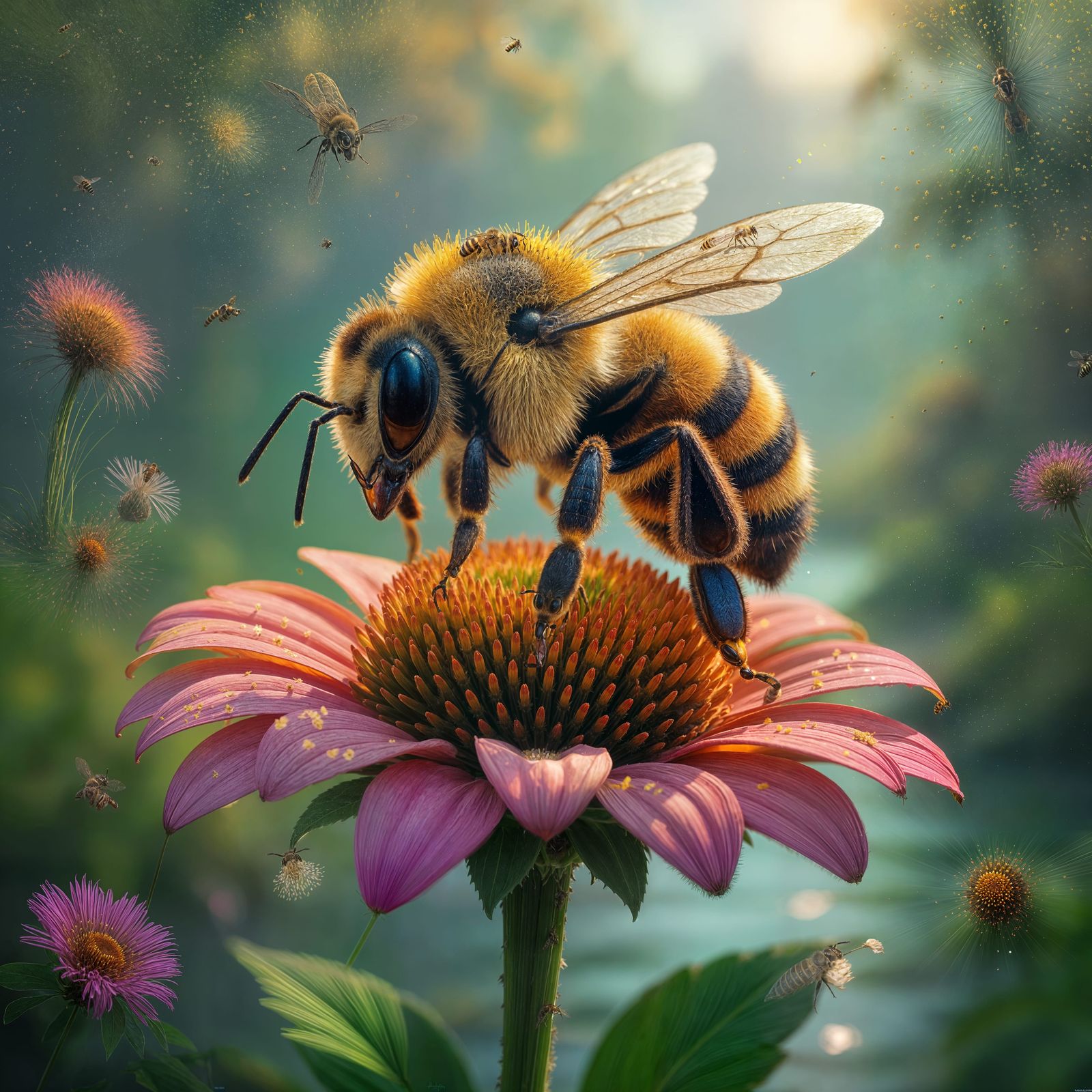 Colossal Honeybee in Prehistoric Landscape