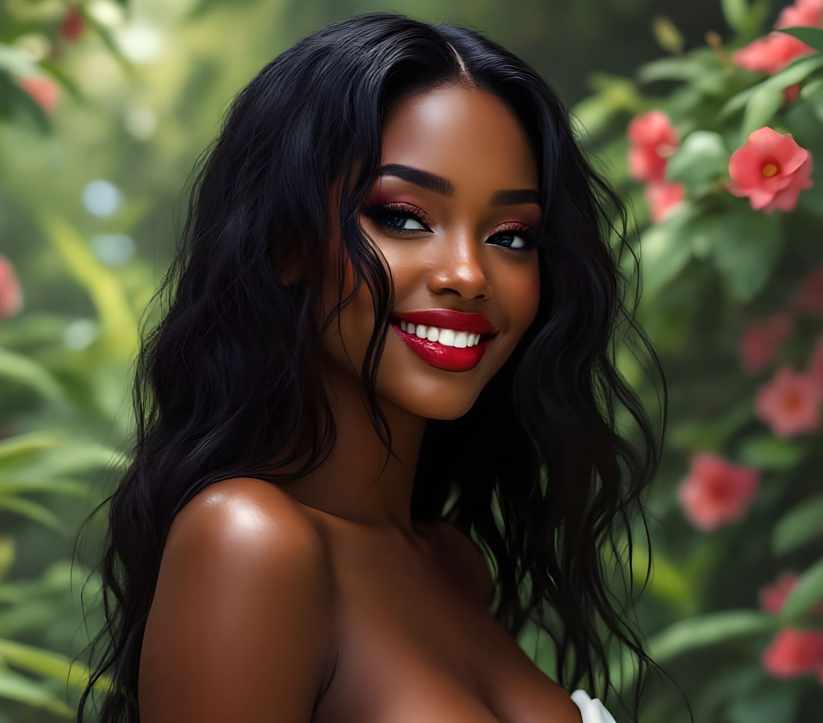 African Goddess Kelly Rowland in White Gown