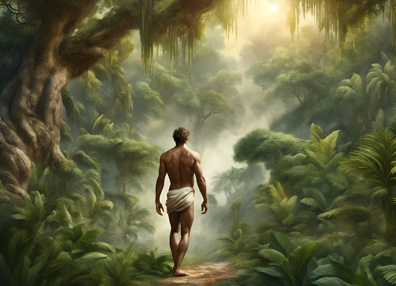 Lush Garden of Eden Scene in Digital Art