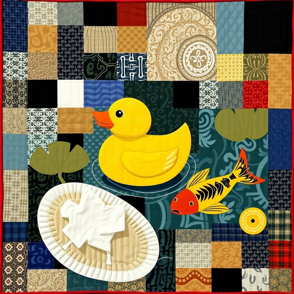 Vibrant Patchwork Quilt Featuring a Whimsical Miro-Inspired ...