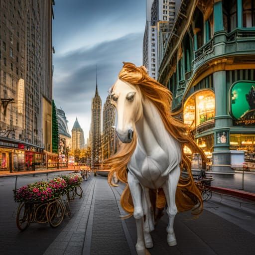 Paper Horse Statue in City Park