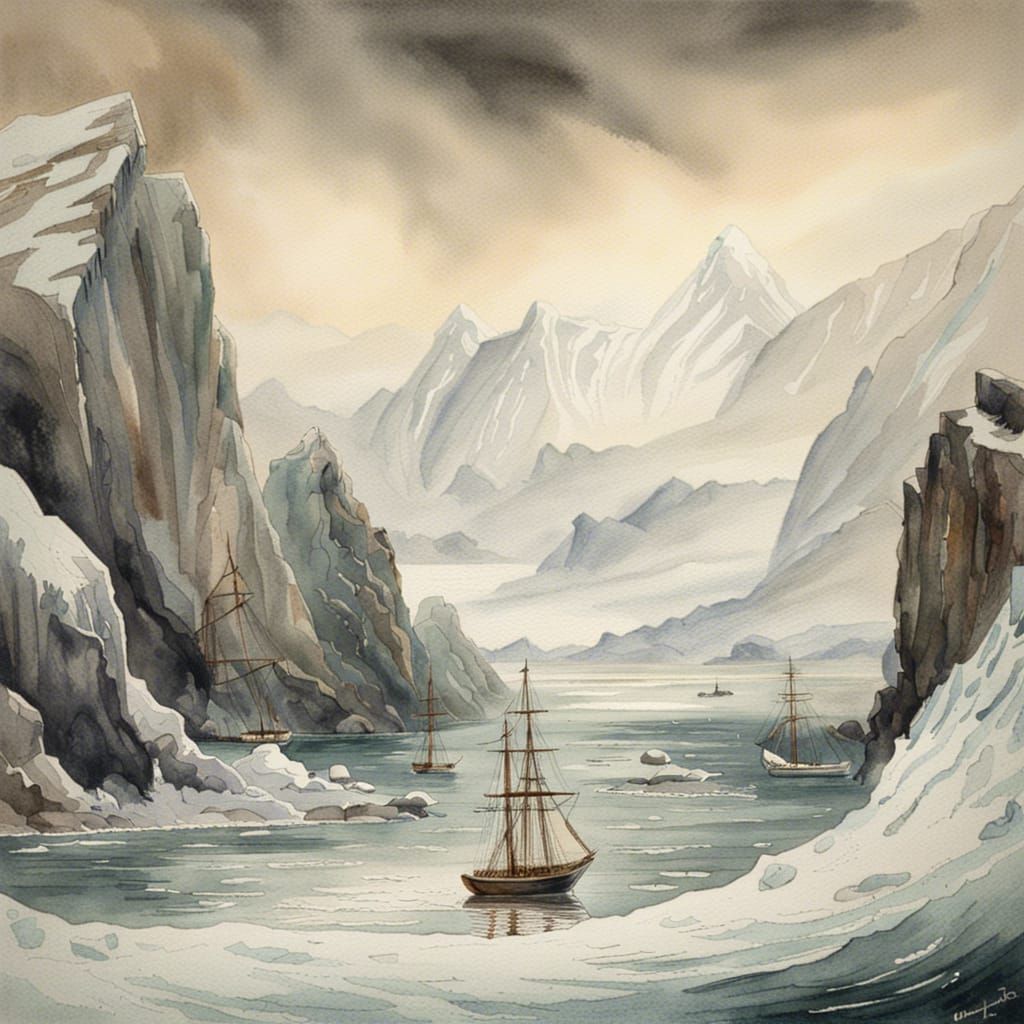 19th Century Antarctica in Watercolour Painting