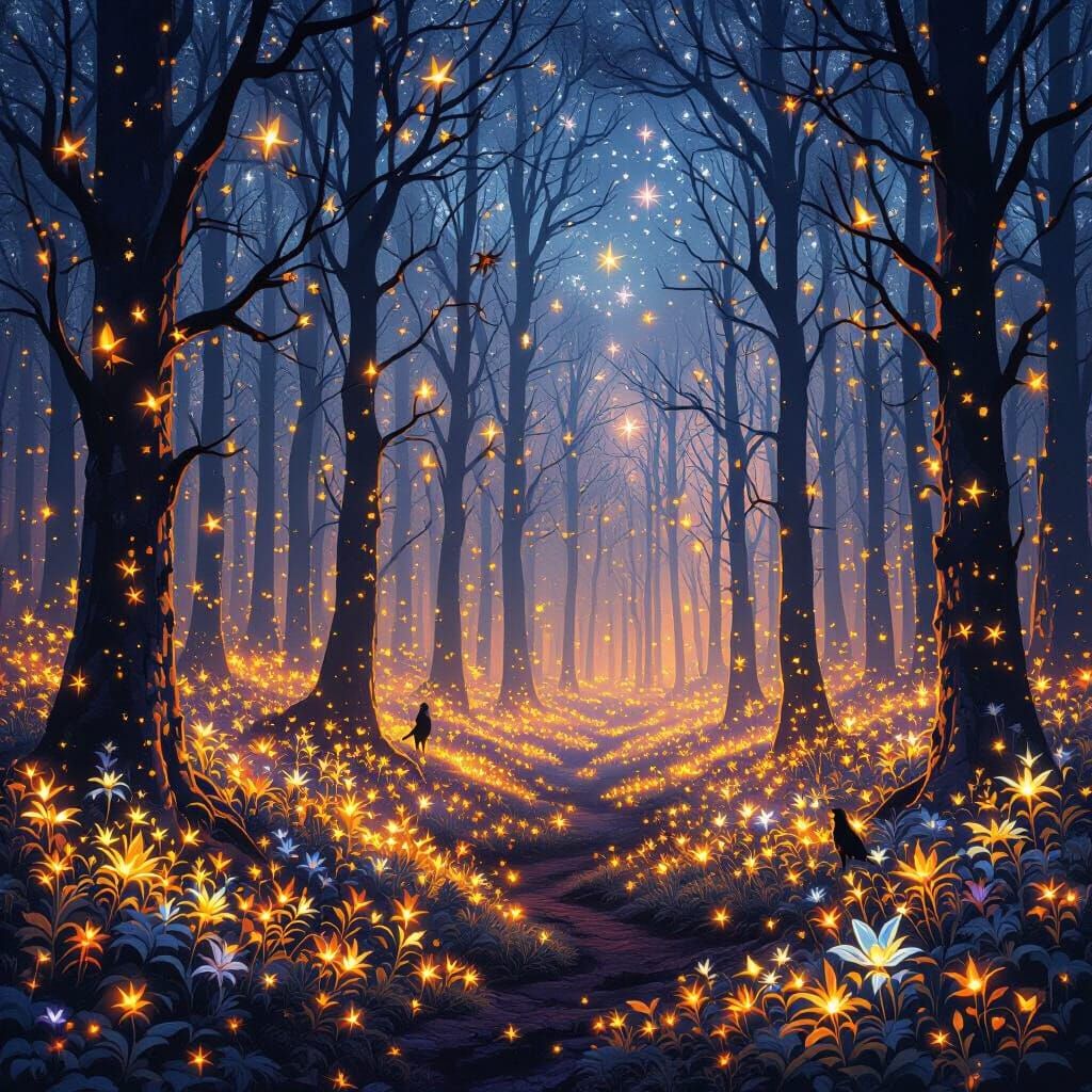 Bioluminescent Twilight Forest: Fantasy Art
