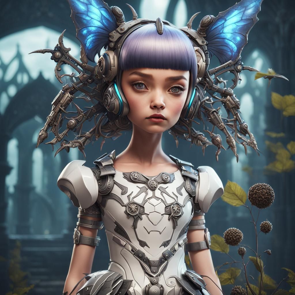 Detailed Gothic Cyborg Pet in 3D Shading