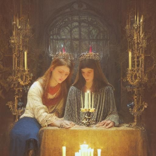 Candlelit Prayer: Dark Romanticism in Ethereal Style