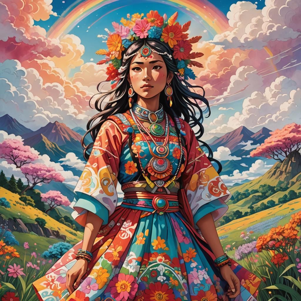 Aztec Girl Xochitl in Manga Anime Style