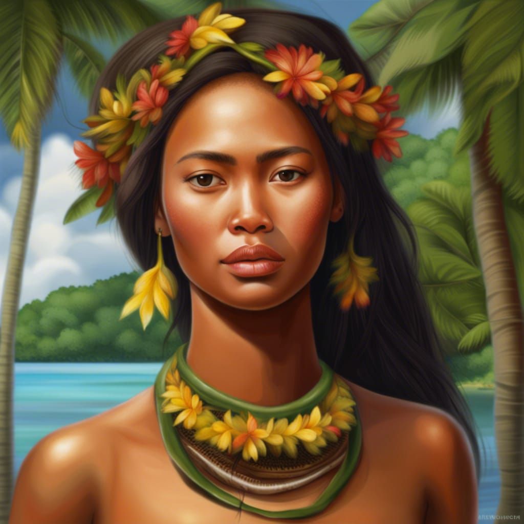 Realistic Portrait of a Beautiful Palau Woman