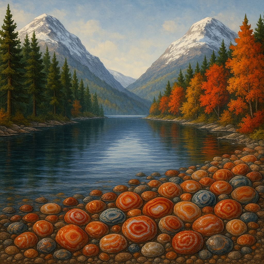 Scenic Split Rock Lake Landscape with Mountains