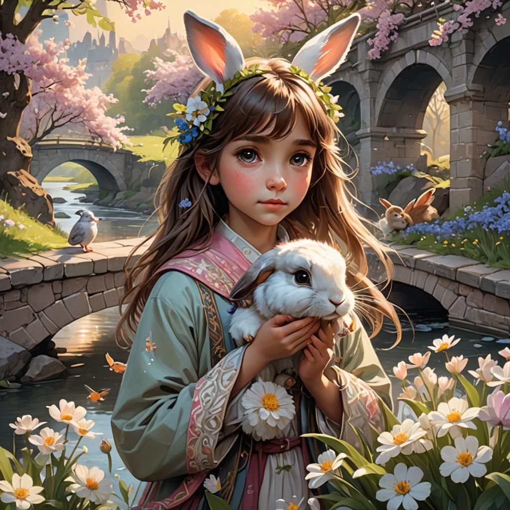 3D Birds Egg Hunt with Bunny at Sunrise