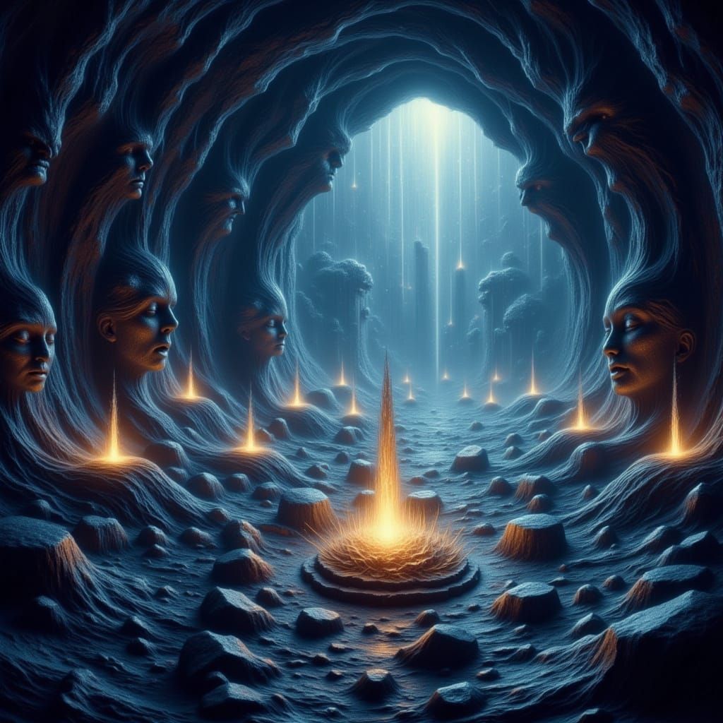 Mysterious Crystal Cave Glowing with Ethereal Energy