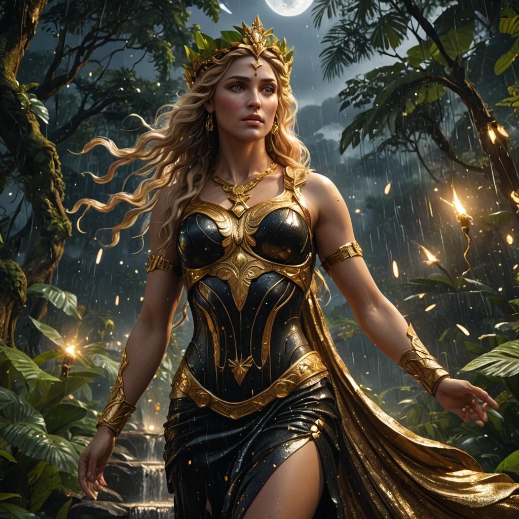 Aphrodite in Amazon Rainforest: Hyperrealistic Matte Paintin...