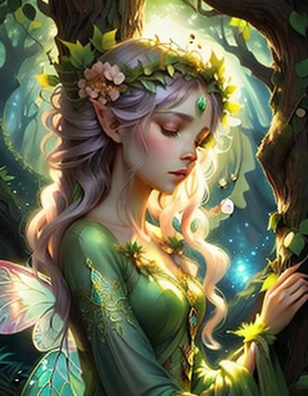 Enchanted Fairy Queen Portrait in Fantasy Art Style