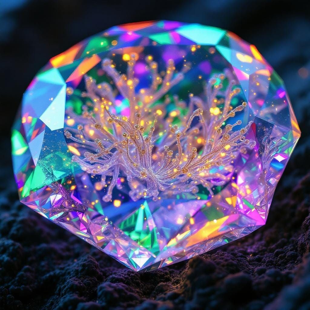 Bioluminescent Gemstone: Hyper-Realistic Digital Art
