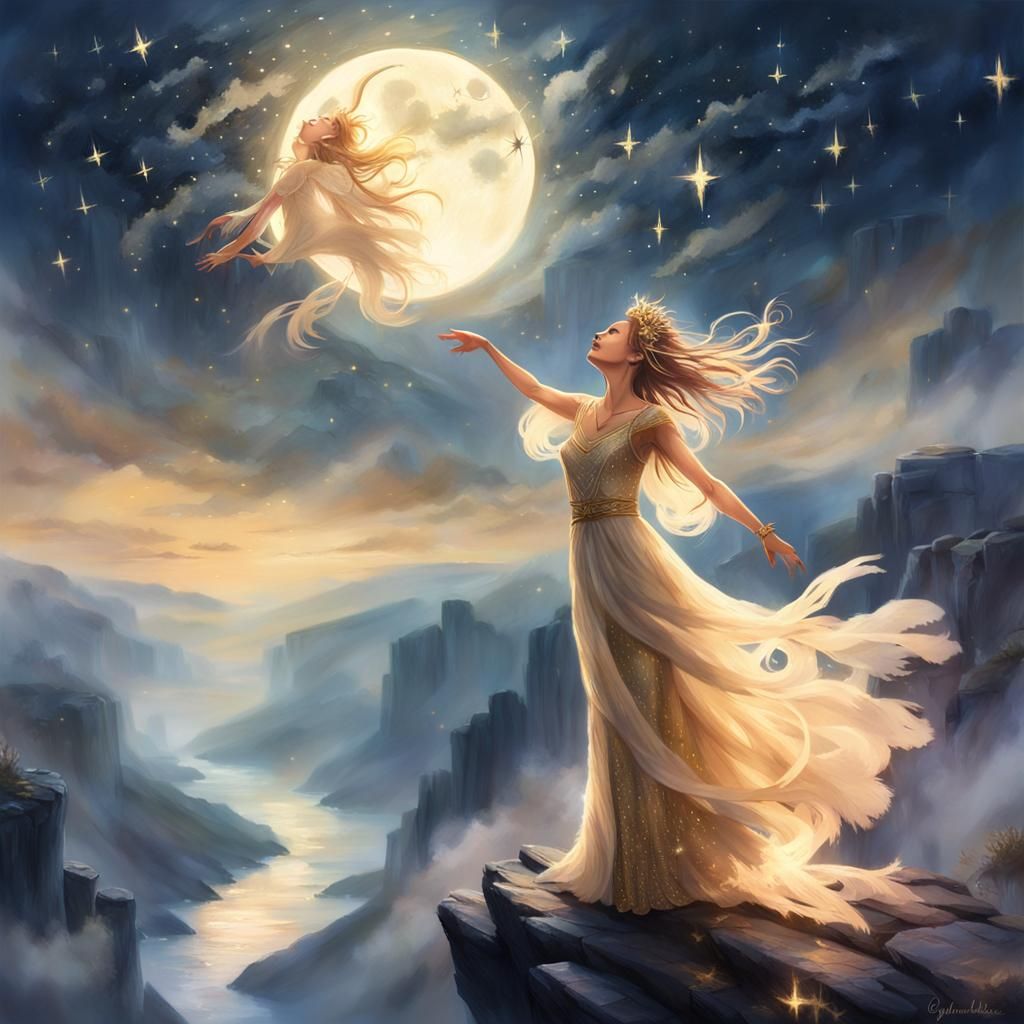 Ethereal Singer on Misty Cliff: Symphonic Fantasy Art