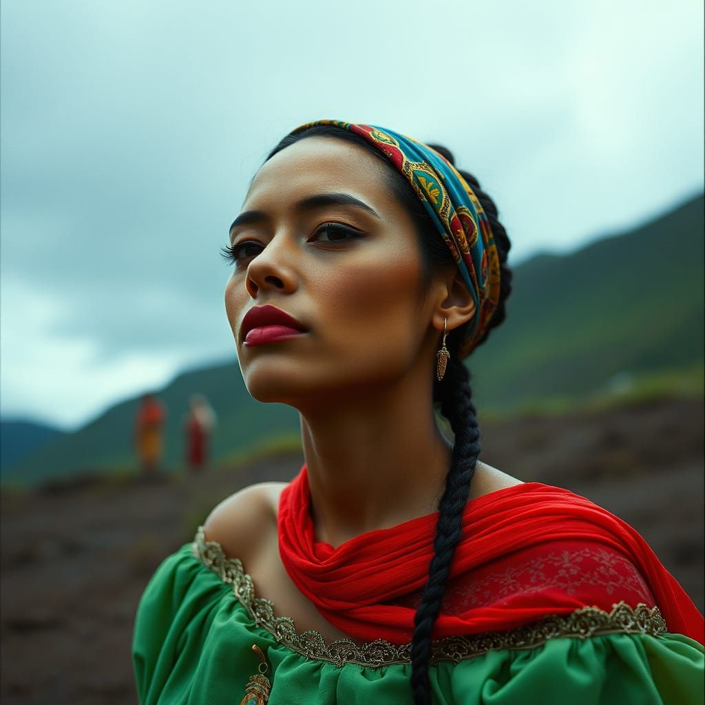 Serenely Lit Female Figure in a Rainy Forest, Inspired by 35...