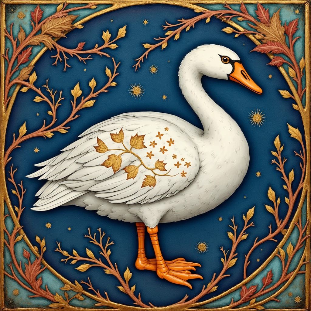 Medieval Cygnet Illumination in Jewel-Toned Colors