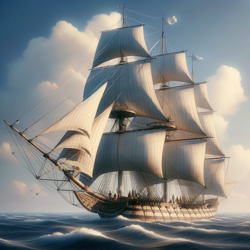 Enlightenment Era Sloop Sailing the Open Seas