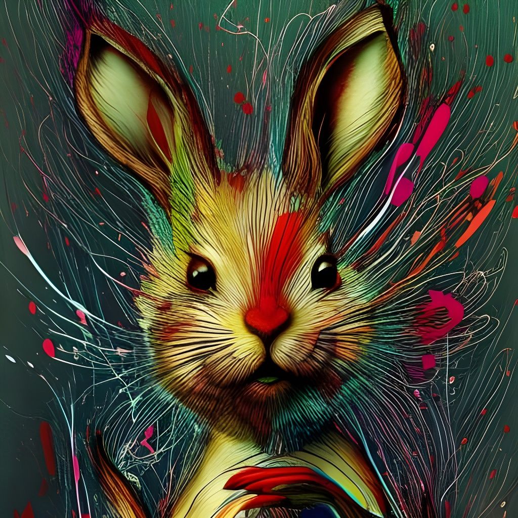 Rabbit with Roses in Surrealist Style