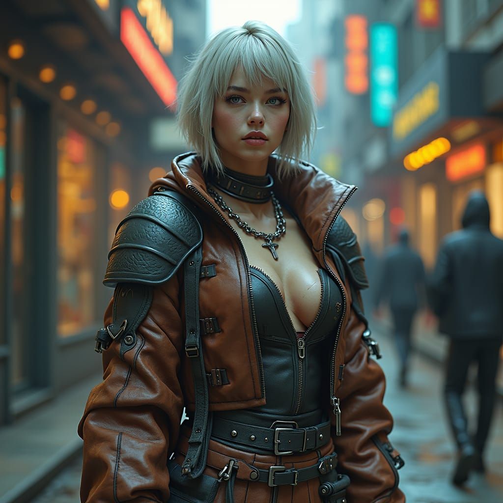 Cyberpunk Pirate Queen in Battle, Digital Art