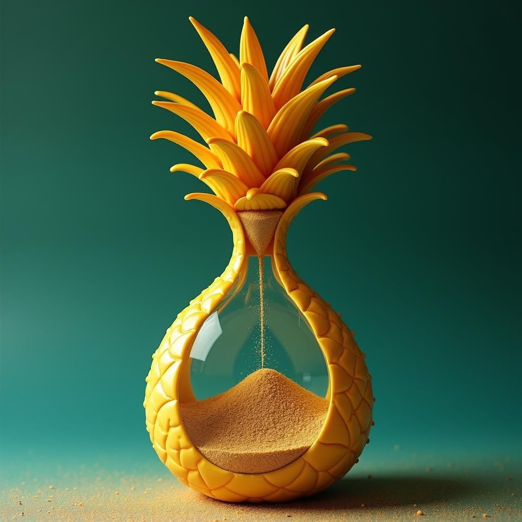 Surreal Pineapple Hourglass in Golden Hues
