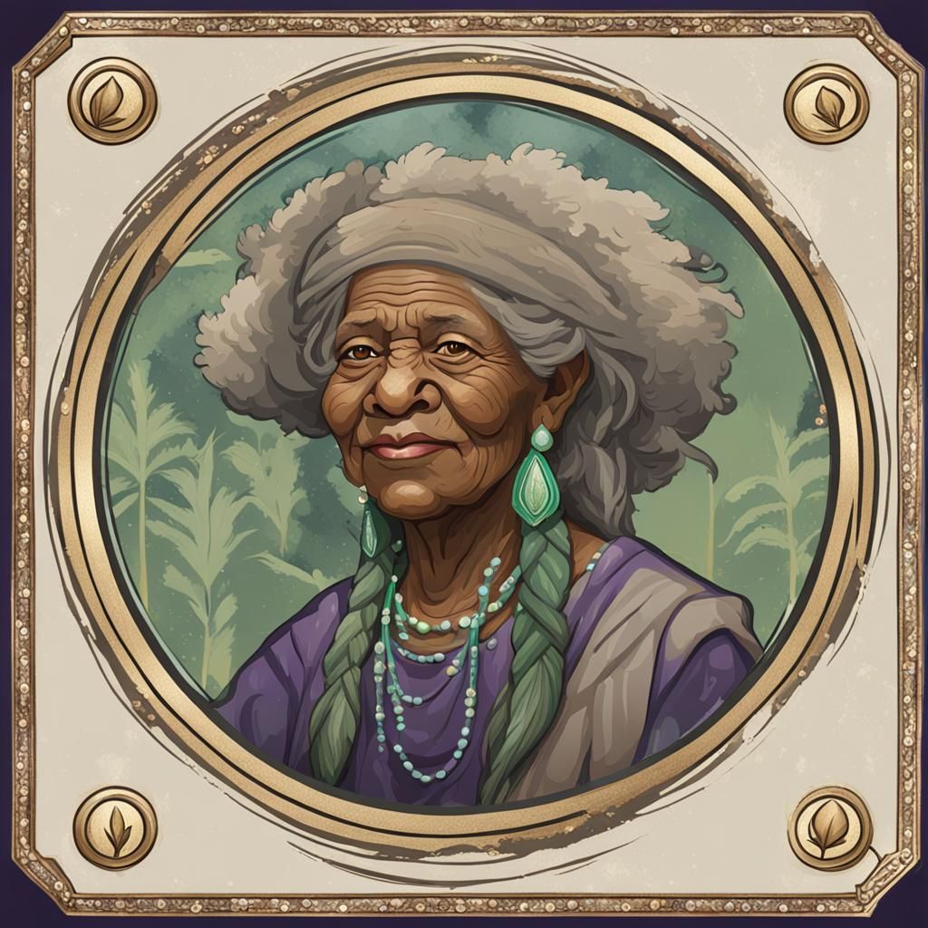 Elderly Creole Woman Character Portrait Icon