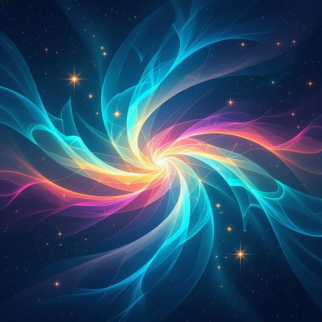 Cosmic Aurora Fractals in Digital Matte Painting Style