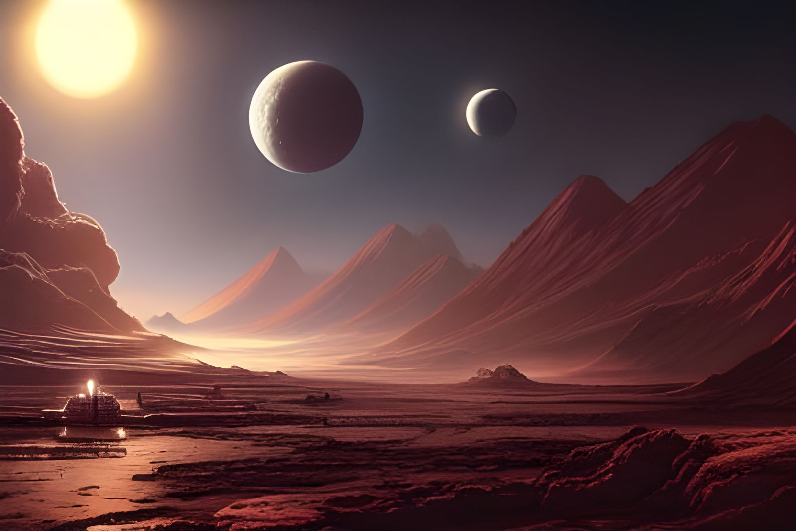 Lunar City Mining Outpost, Sci-Fi Concept Art