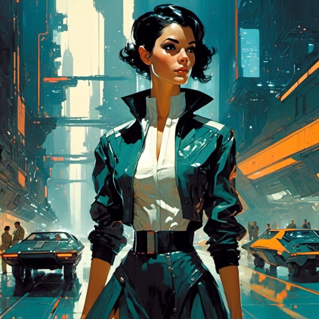 Retro-Futuristic Woman in Cyberpunk Style