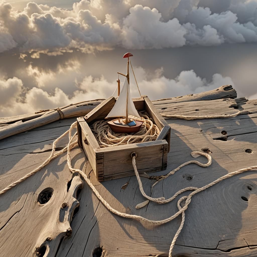 Hyper-Realistic Still Life: Toy Sailboat in a Box