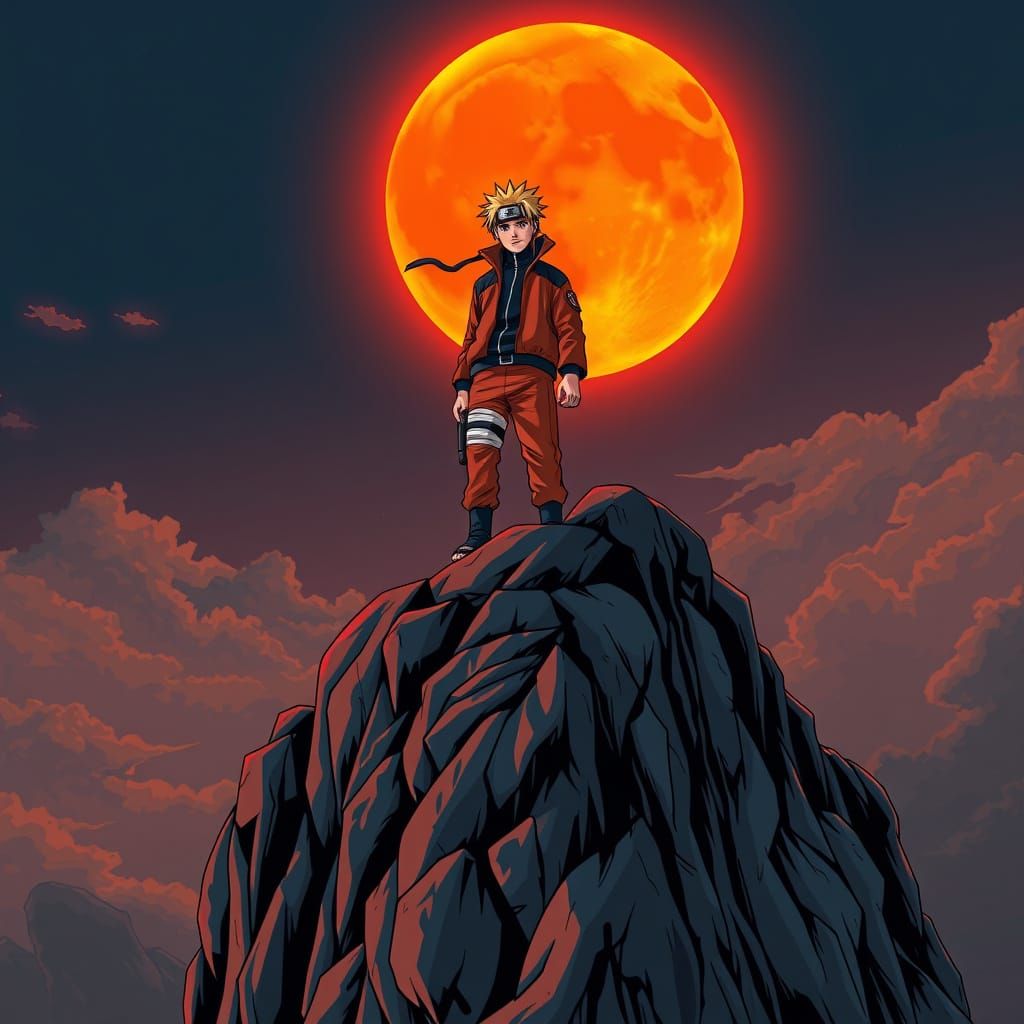 Heroic Naruto in Vibrant Orange Moonlight