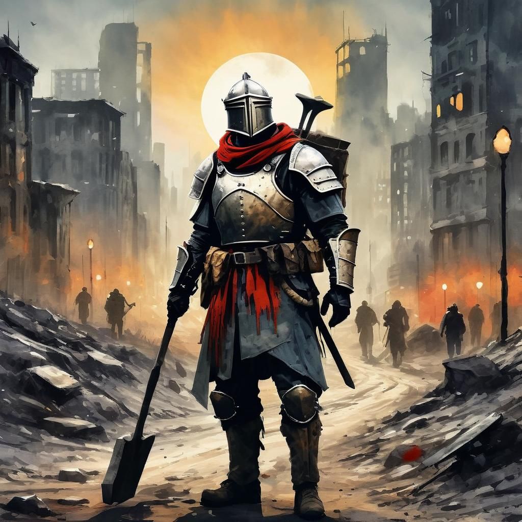 Post-Apocalyptic Scavenger in Barren Wasteland