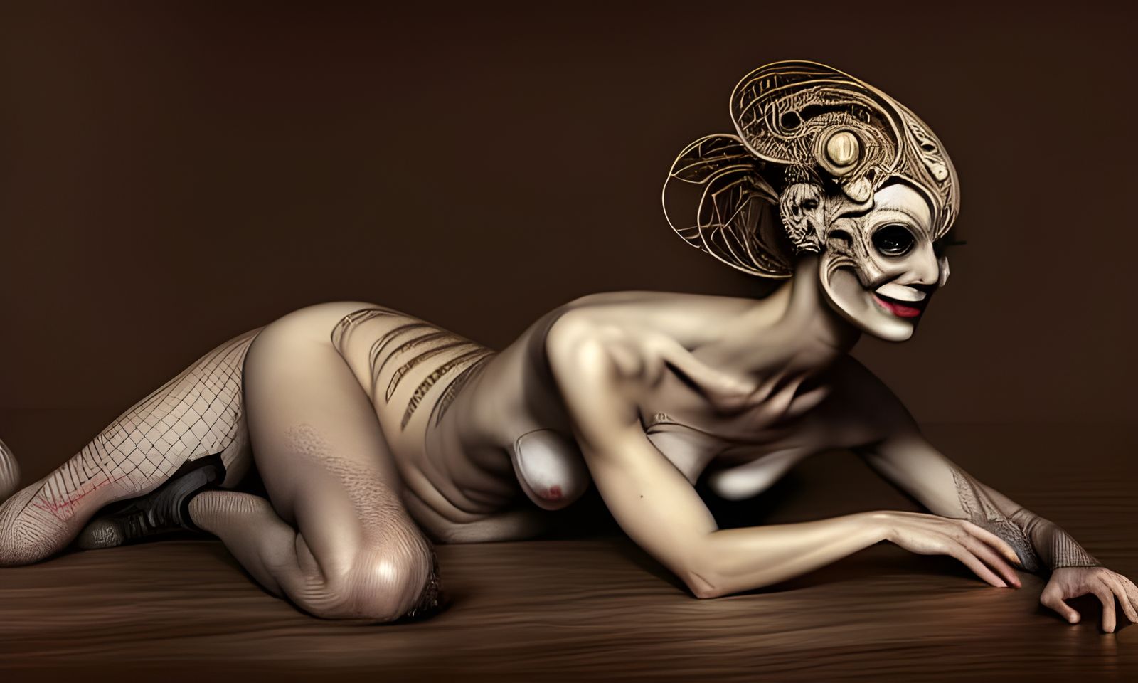 Creepy Smile: Photorealistic Painting of Flirtatious Woman