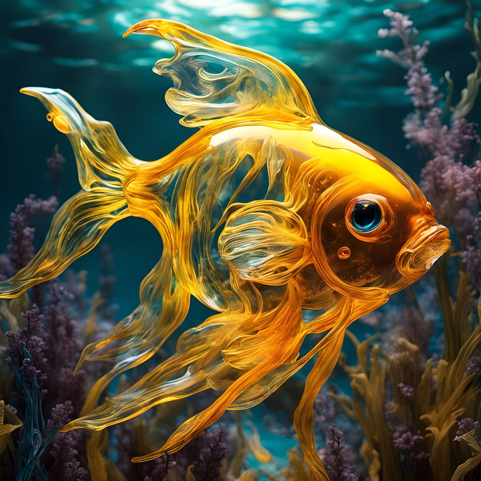 Bioluminescent Glass Goldfish Dreamscape