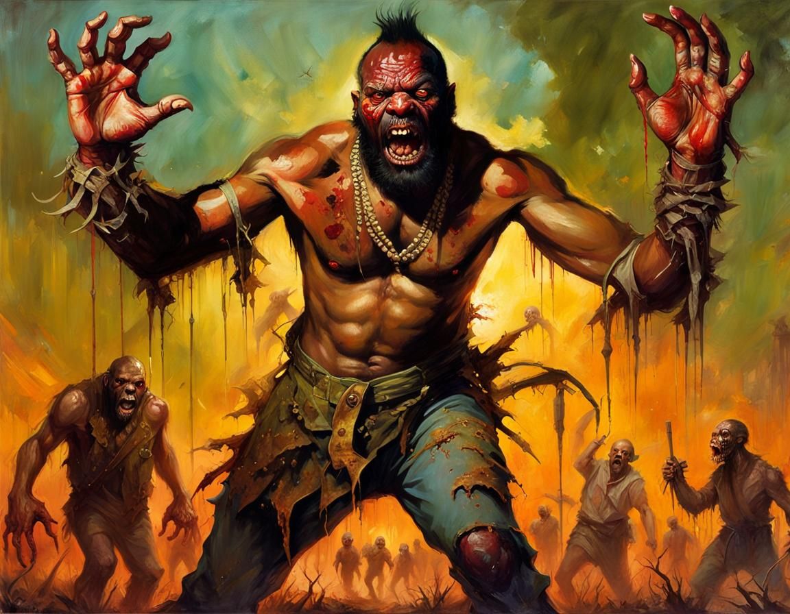 Rotting Zombie Berserker Stalks in Eerie Playground