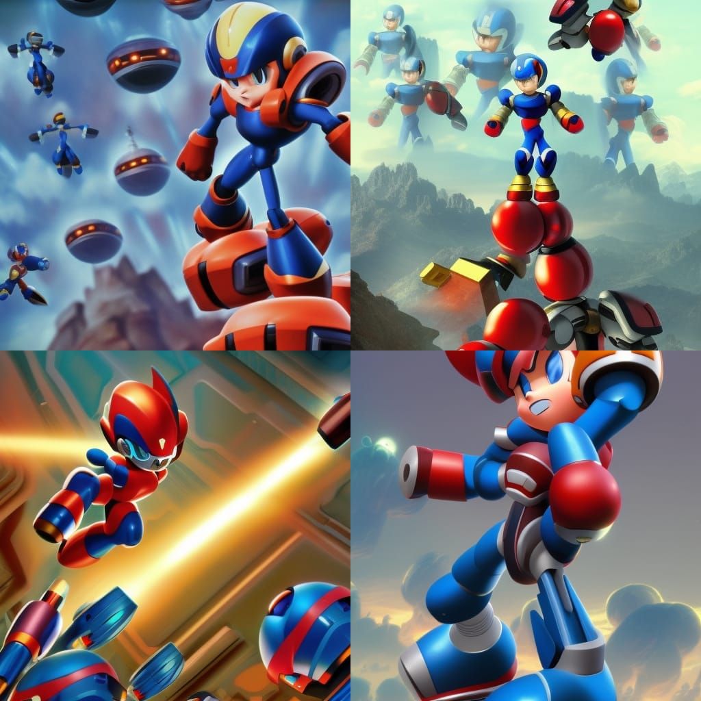 Hyperrealistic Teen Mega Man X on Robot Pile