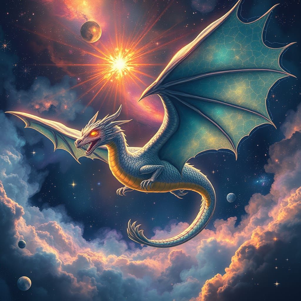 Celestial Dragon Soaring Through the Cosmos
