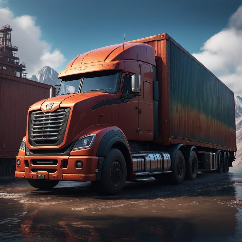 Detailed Shipping Truck in Fantasy Concept Art
